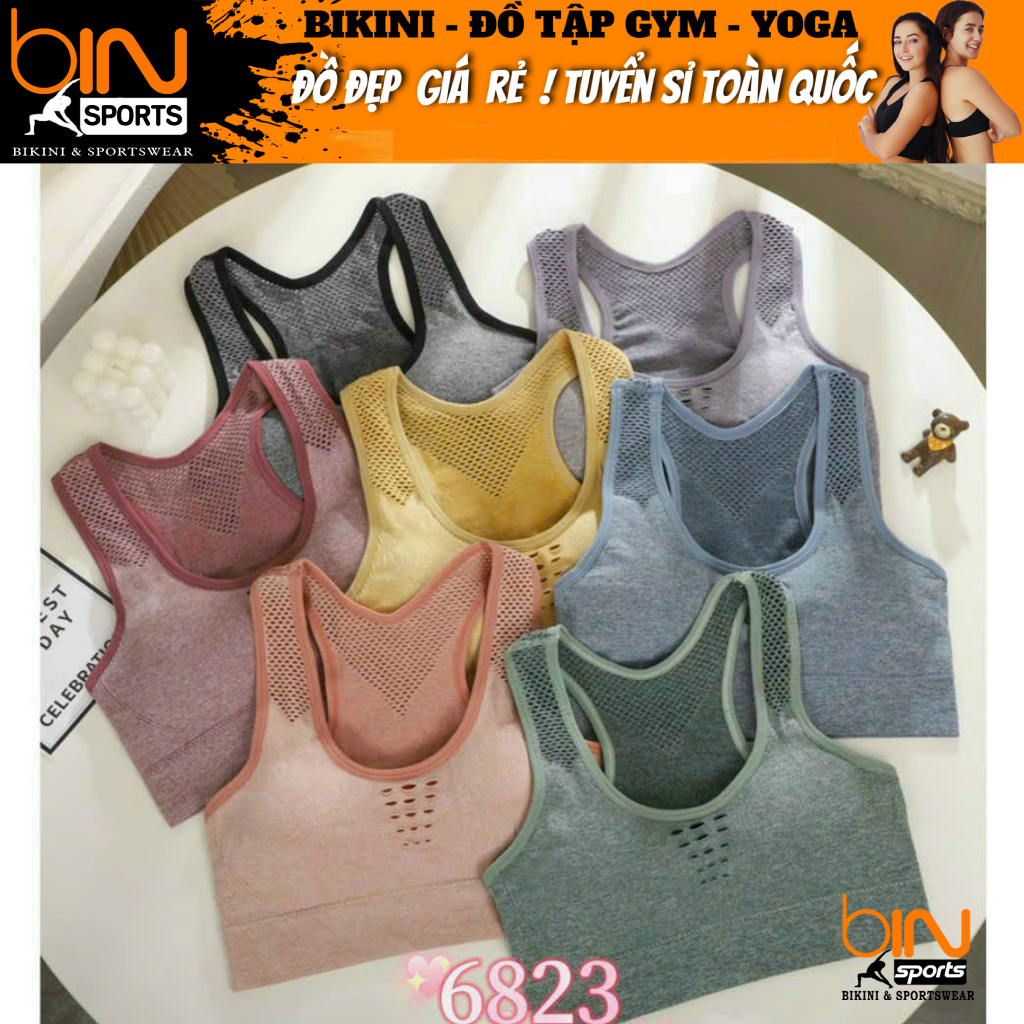 Áo bra nữ tập gym yoga aerobic thể thao kèm mút chất liệu thun dệt kim thấm hút mồ hôi co dãn 4 chiều BINSPORTS A250