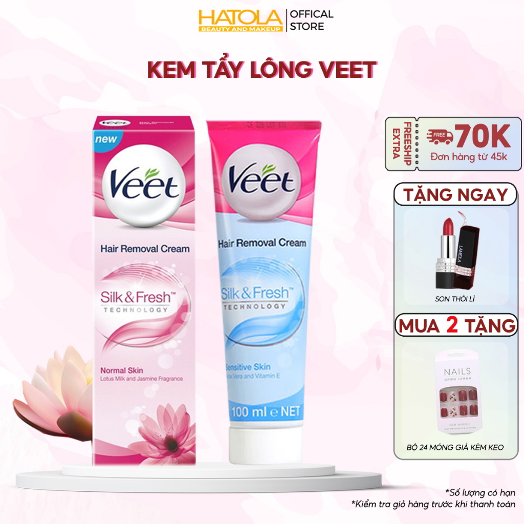 Kem tẩy lông Veet Pháp 100ml tẩy lông tay, lông chân triệt lông Hatola