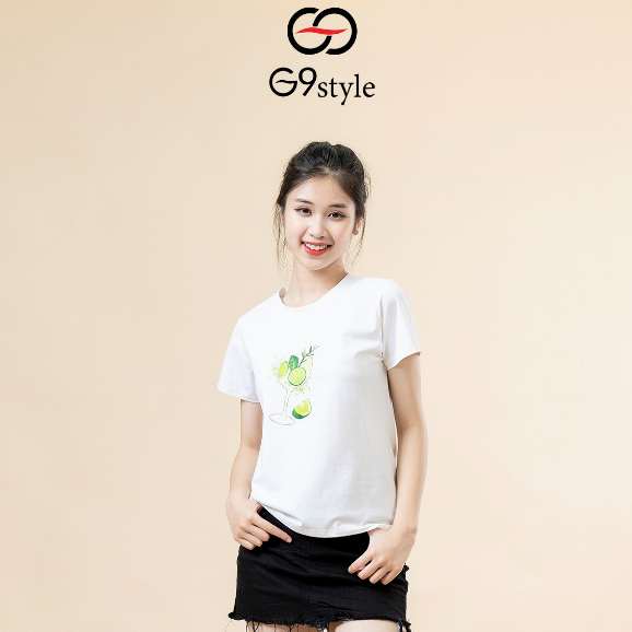 Áo thun cotton nữ in hình trà chanh G9 STYLE, áo cotton thời trang thoáng mát phong cách trẻ trung năng động