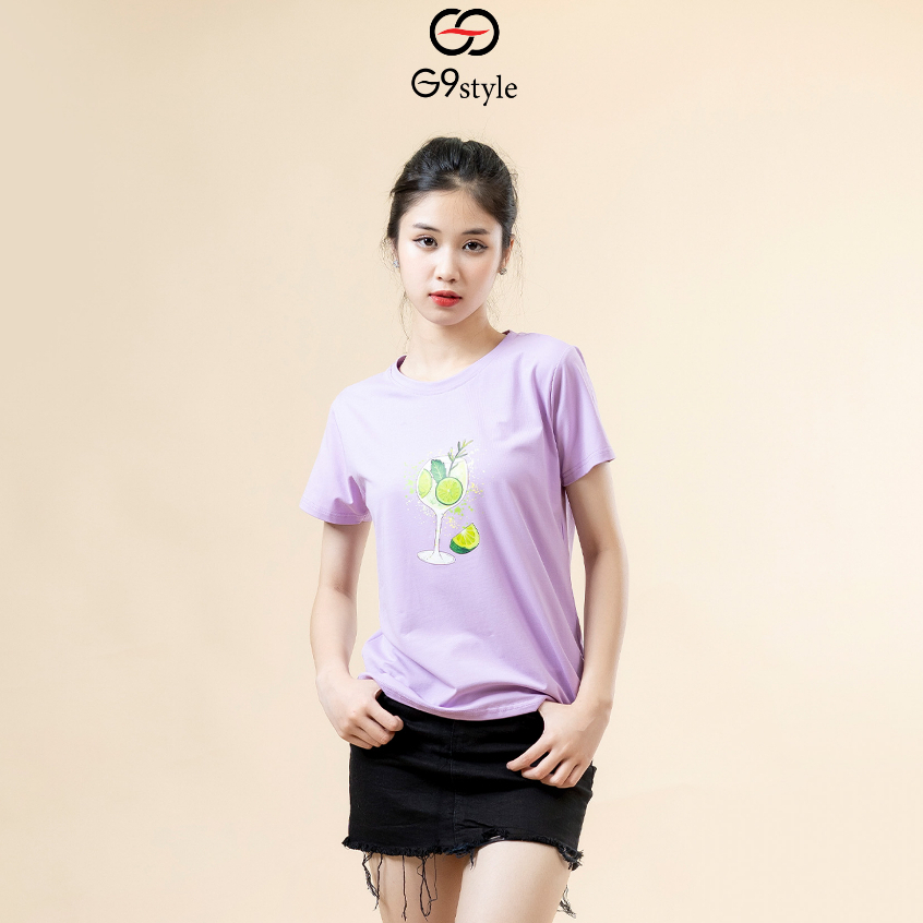 Áo thun cotton nữ in hình trà chanh G9 STYLE, áo cotton thời trang thoáng mát phong cách trẻ trung năng động