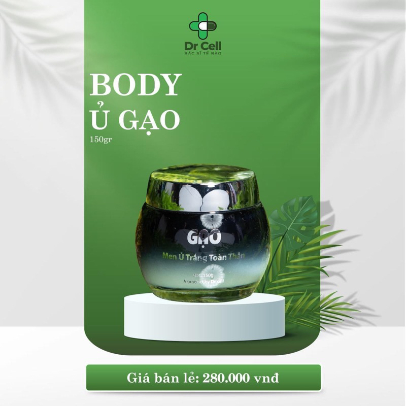 Kem body men ủ gạo làm da trắng hồng mịn màng 150g, Dr Cell