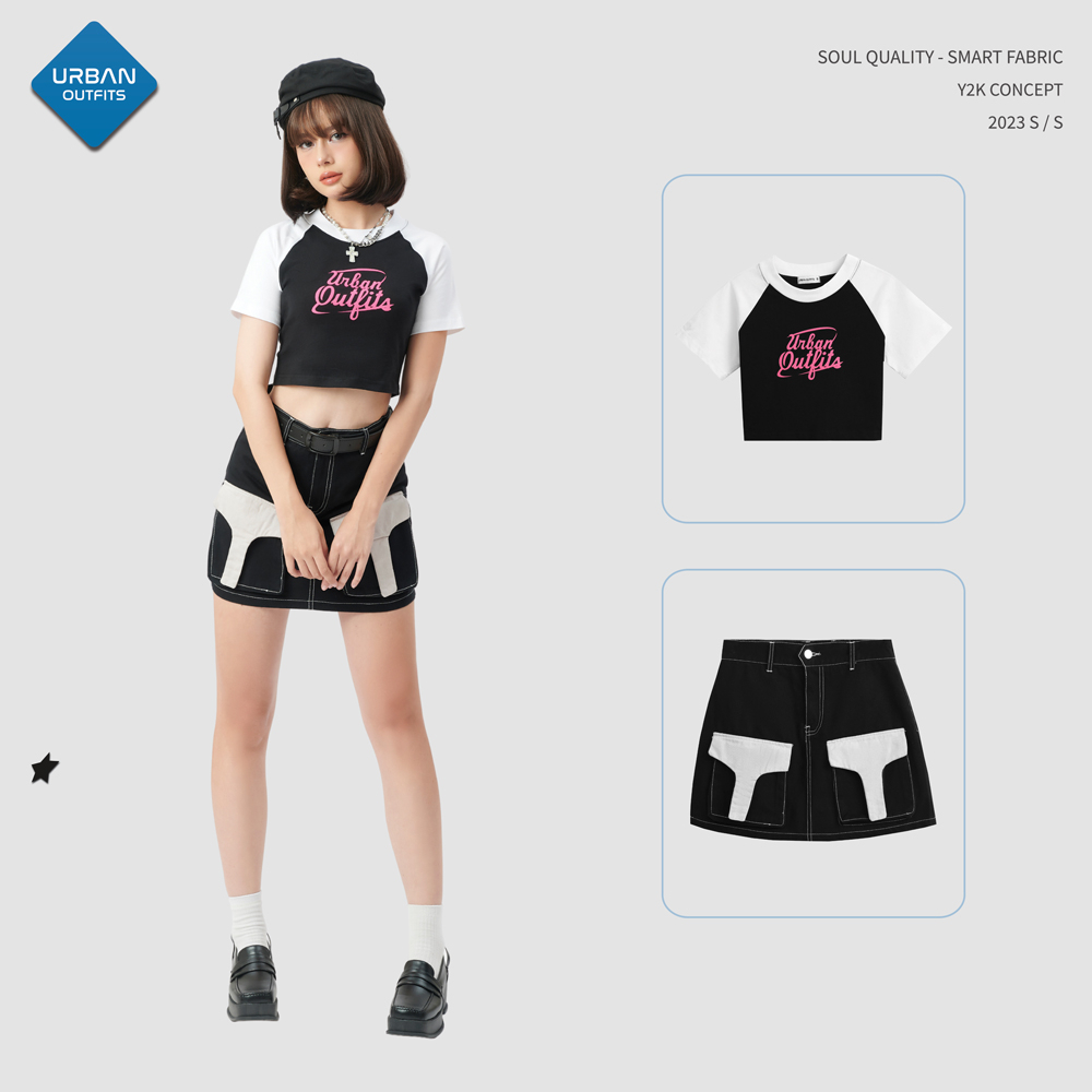 Áo Thun Nữ Croptop Tay Raglan CRT002 Urban Outfits / Esmée