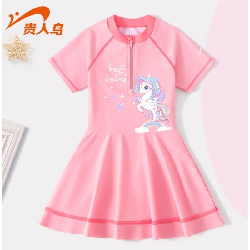 Váy bơi cho bé gái Ylike YY9957 mẫu ngựa Pony Magic màu tím, hồng cam dễ thương cho bé