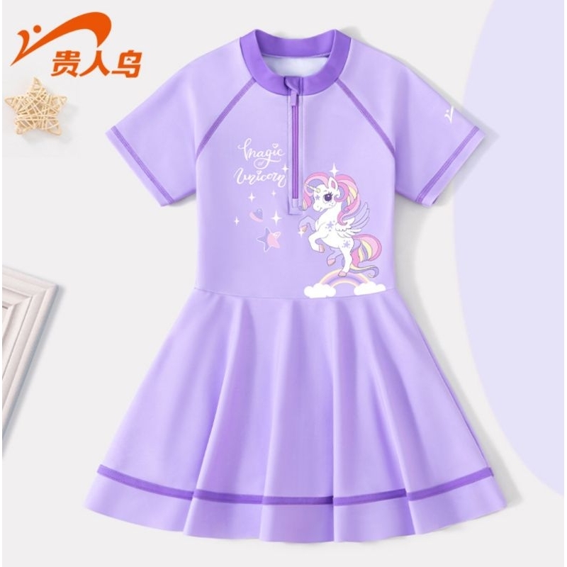 Váy bơi cho bé gái Ylike YY9957 mẫu ngựa Pony Magic màu tím, hồng cam dễ thương cho bé