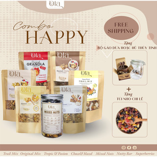 Combo happy - 4 vị granola - hỗn hợp hạt - thanh dinh dưỡng 2vị