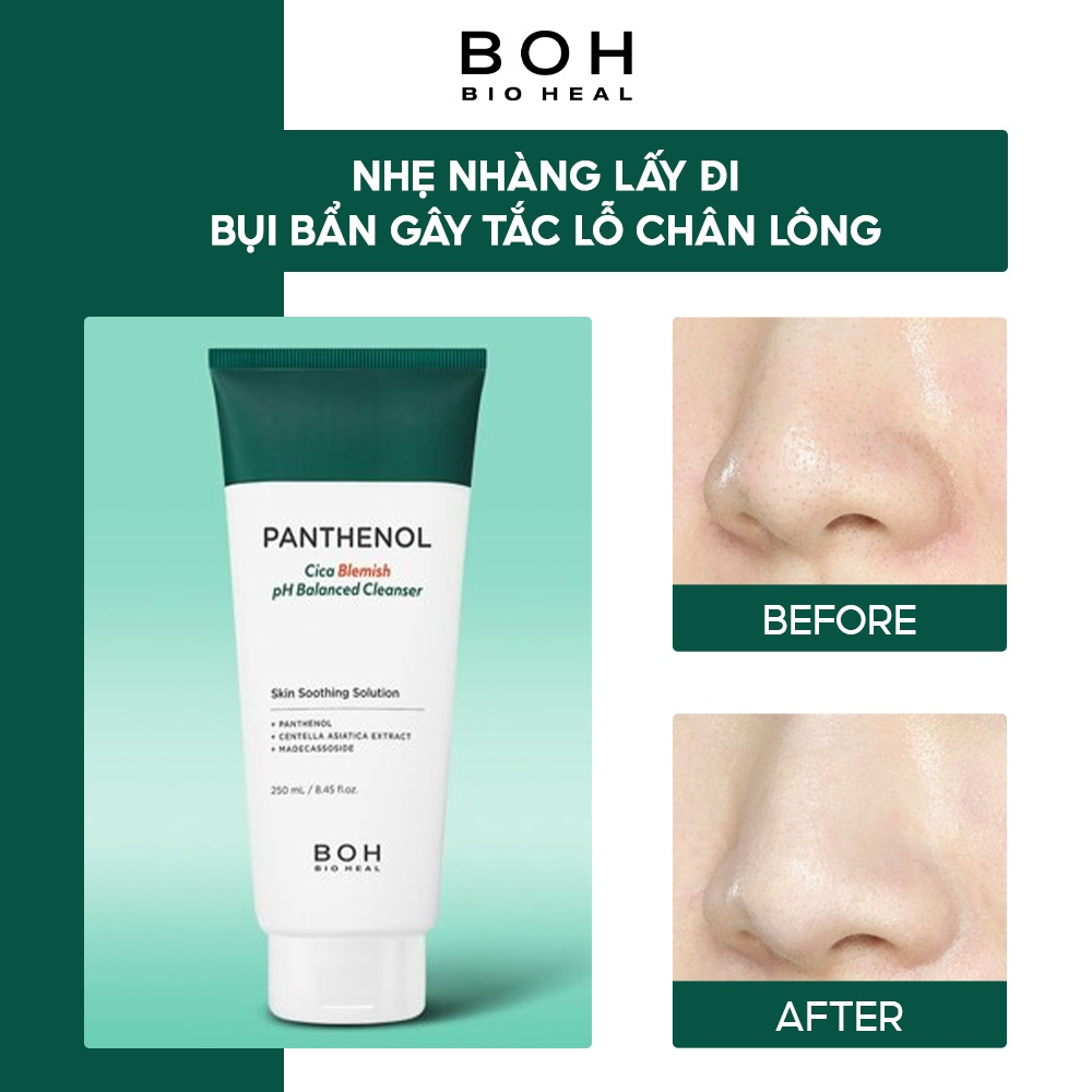 Sữa Rửa Mặt Tinh Chất Rau Má Cân Bằng Độ pH BIOHEAL BOH Panthenol Cica Blemish pH Balanced Cleanser 250ml