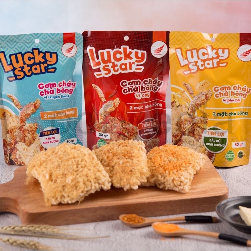 Cơm cháy chà bông truyền thống Lucky Star gói lớn 150g thơm ngon, đồ ăn vặt healthy Việt Nam