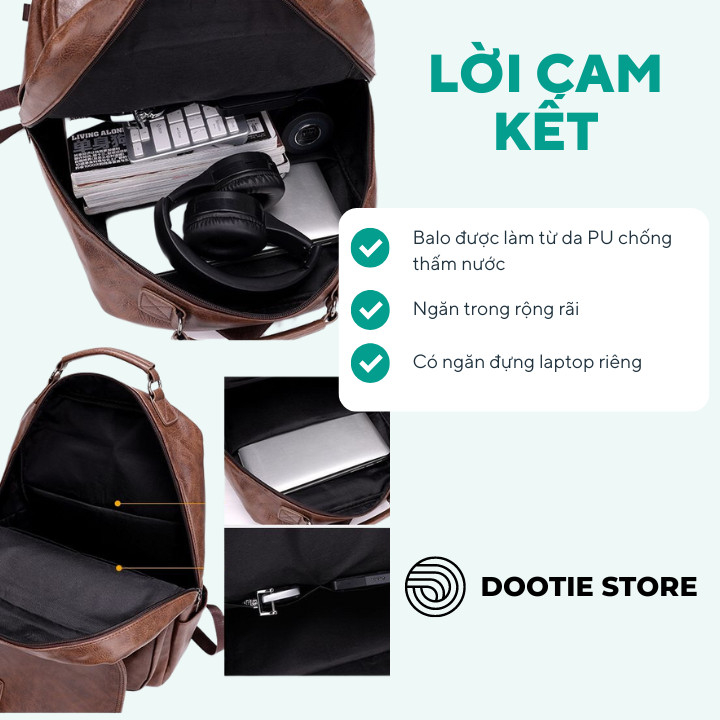 Balo da Pu cặp sách nam nữ cao cấp thời trang đi học đi chơi, công sở BL002