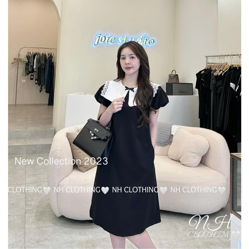 Váy bầu chất đũi cổ vuông pha trắng