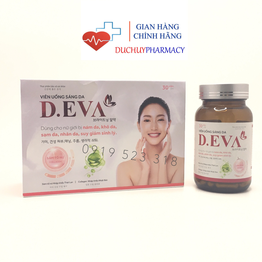 Viên uống sáng da D.EVA Vshine - Giúp cải thiện nội tiết tố nữ tươi trẻ làn da sau 1 tháng