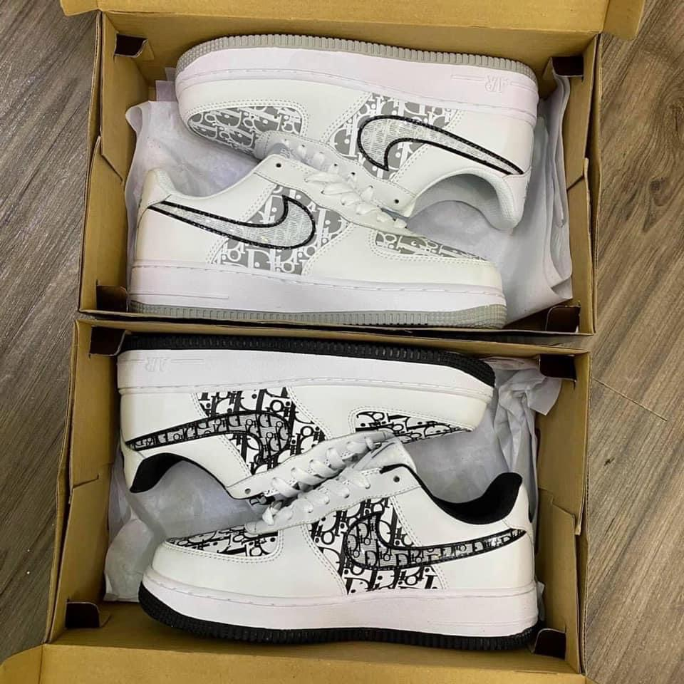Giày sneaker af1 dior xám + đen ⚡️𝐅𝐑𝐄𝐄 𝐒𝐇𝐈𝐏⚡️ giày thể thao Air Force One đế xám, đen họa tiết nam nữ siêu hot 2022