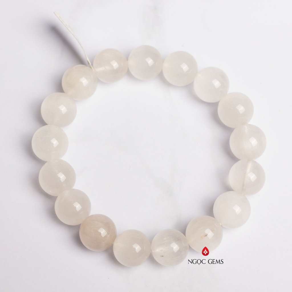 Vòng tay đá Thạch Anh Tóc Trắng B,Trẻ Trung,Nữ tính - ATT - 9-14mm - Ngọc Gems