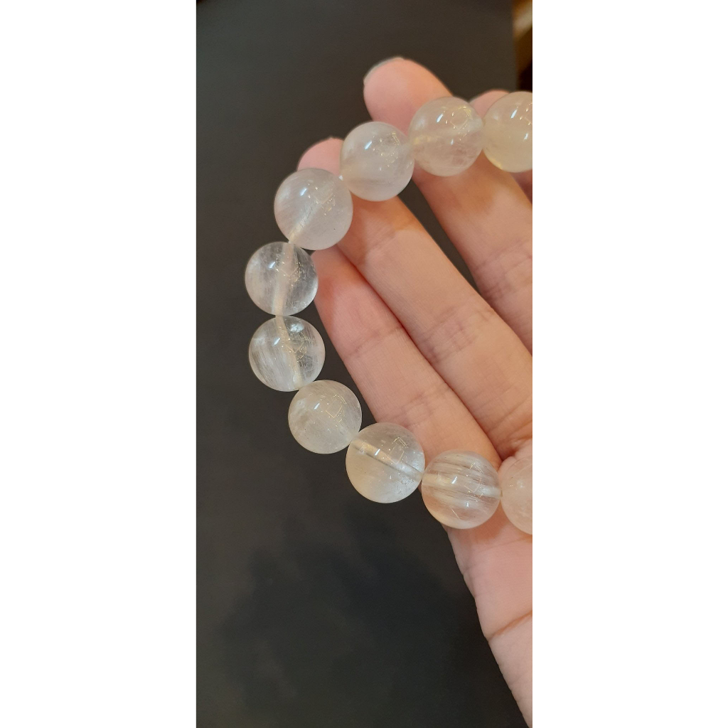 Vòng tay đá Thạch Anh Tóc Trắng B,Trẻ Trung,Nữ tính - ATT - 9-14mm - Ngọc Gems