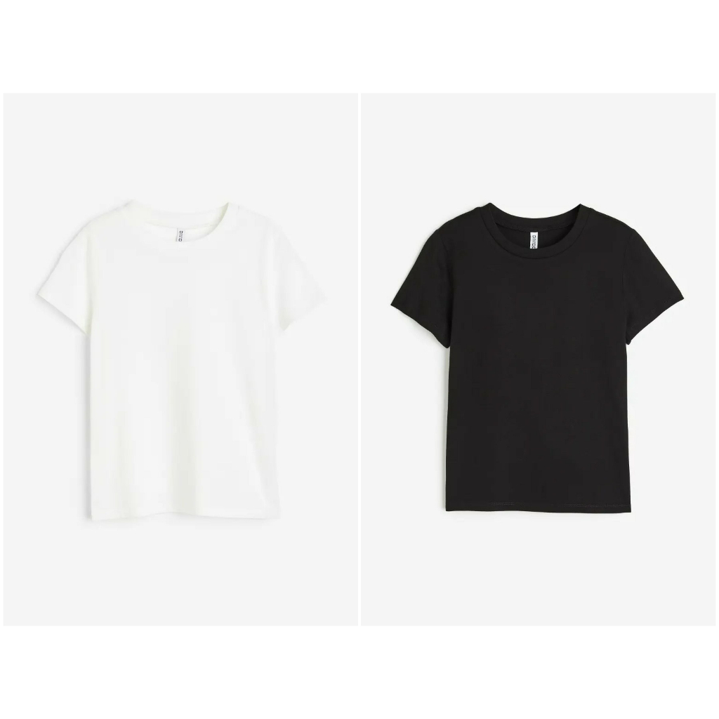 Áo phông NỮ đen/trắng 1141810001 HM H&M_authentic