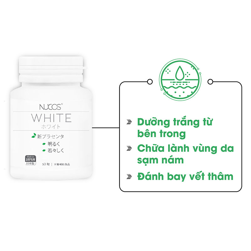 Viên uống Nucos White trắng da, mờ thâm nám 60 viên - Hachi Hachi Japan Shop