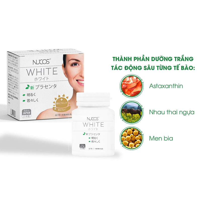 Viên uống Nucos White trắng da, mờ thâm nám 60 viên - Hachi Hachi Japan Shop