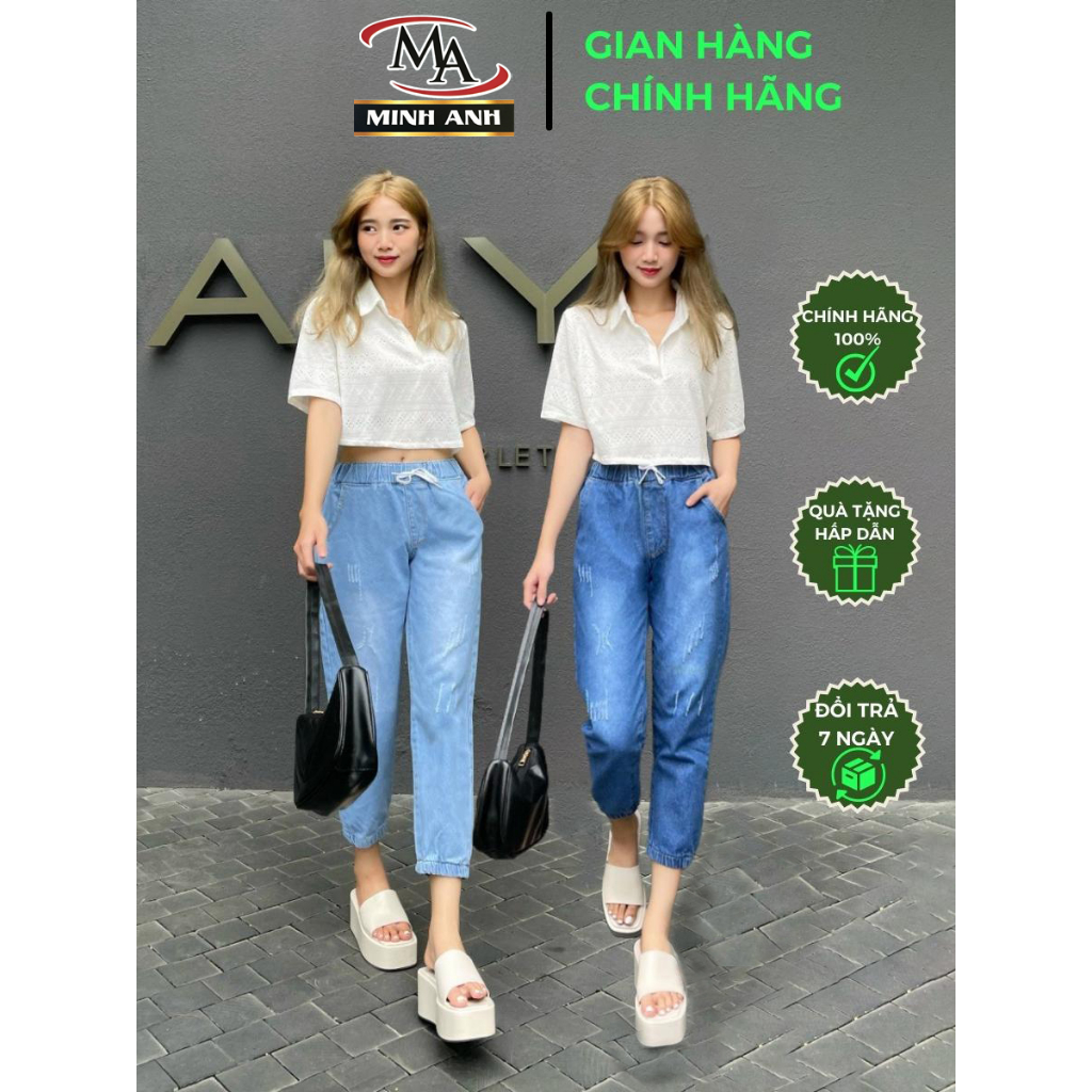 Quần Jean nữ baggy lưng thun lai bo,cào xước, vải dày dặn,mềm mại không co giãn, form đẹp chuẩn dáng