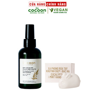 Combo nước xịt rửa tay khô Cocoon 140ml + Xà phòng Khuynh Diệp & Bạc Hà Cocoon 45g