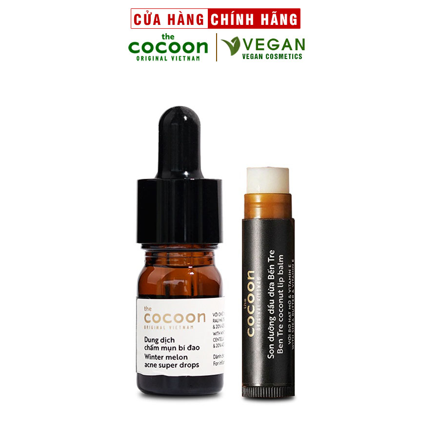 Combo dung dịch chấm mụn cocoon 5ml + Son dưỡng môi dầu dừa Bến Tre 5g