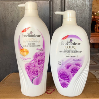 Dầu gội và Sữa tắm Enchanteur hương nước hoa Sensation 650g ( mầu tím )