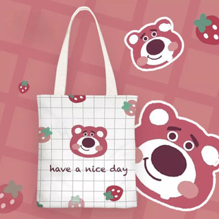 TÚI TOTE VÀI BỐ GẤU DÂU DỄ THƯƠNG IN 2 MẶT GIỐNG NHAU