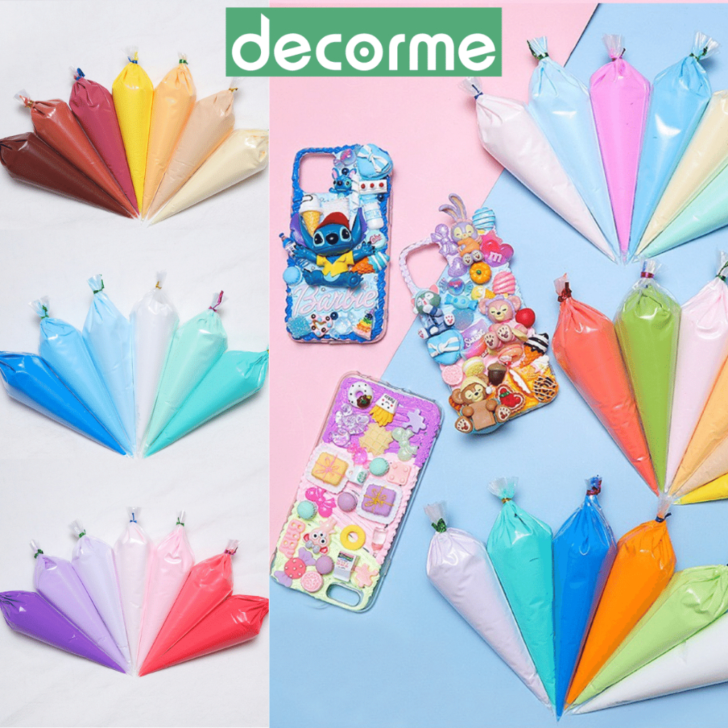 Keo kem túi 60gr Decorme đủ màu dán charm trang trí Top, ốp điện thoại, khung tranh, DIY  (tặng kèm đầu bắt)