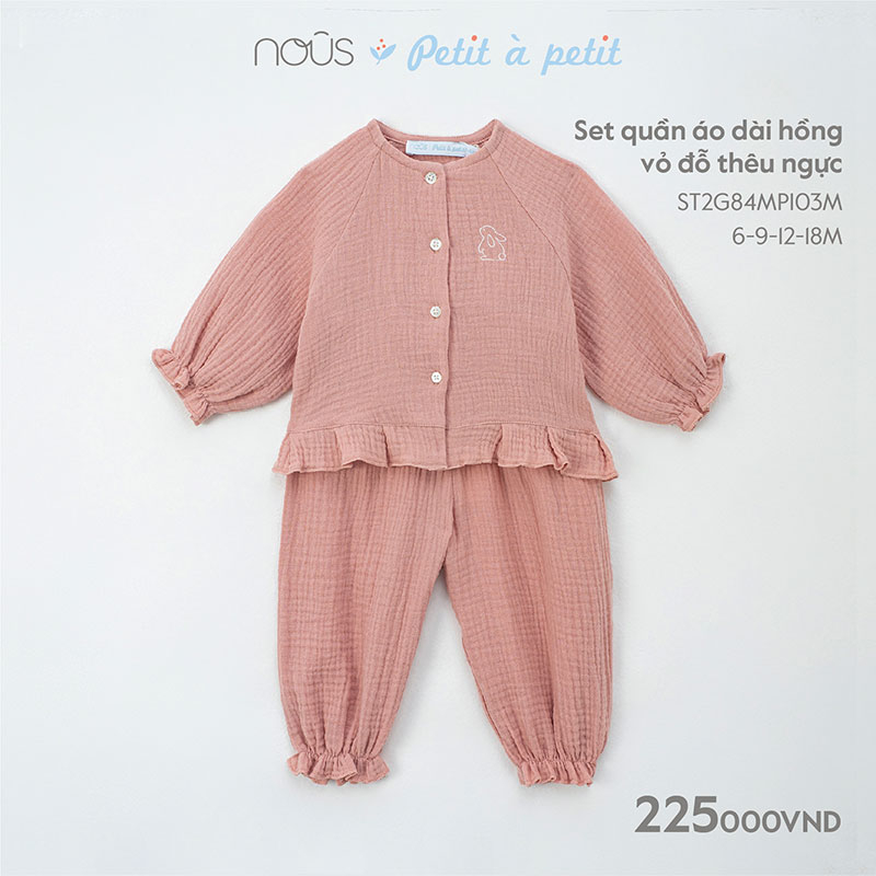 Set quần áo bé gái màu hồng dễ thương chất liệu cao cấpcho bé từ 3 tới 12 tháng