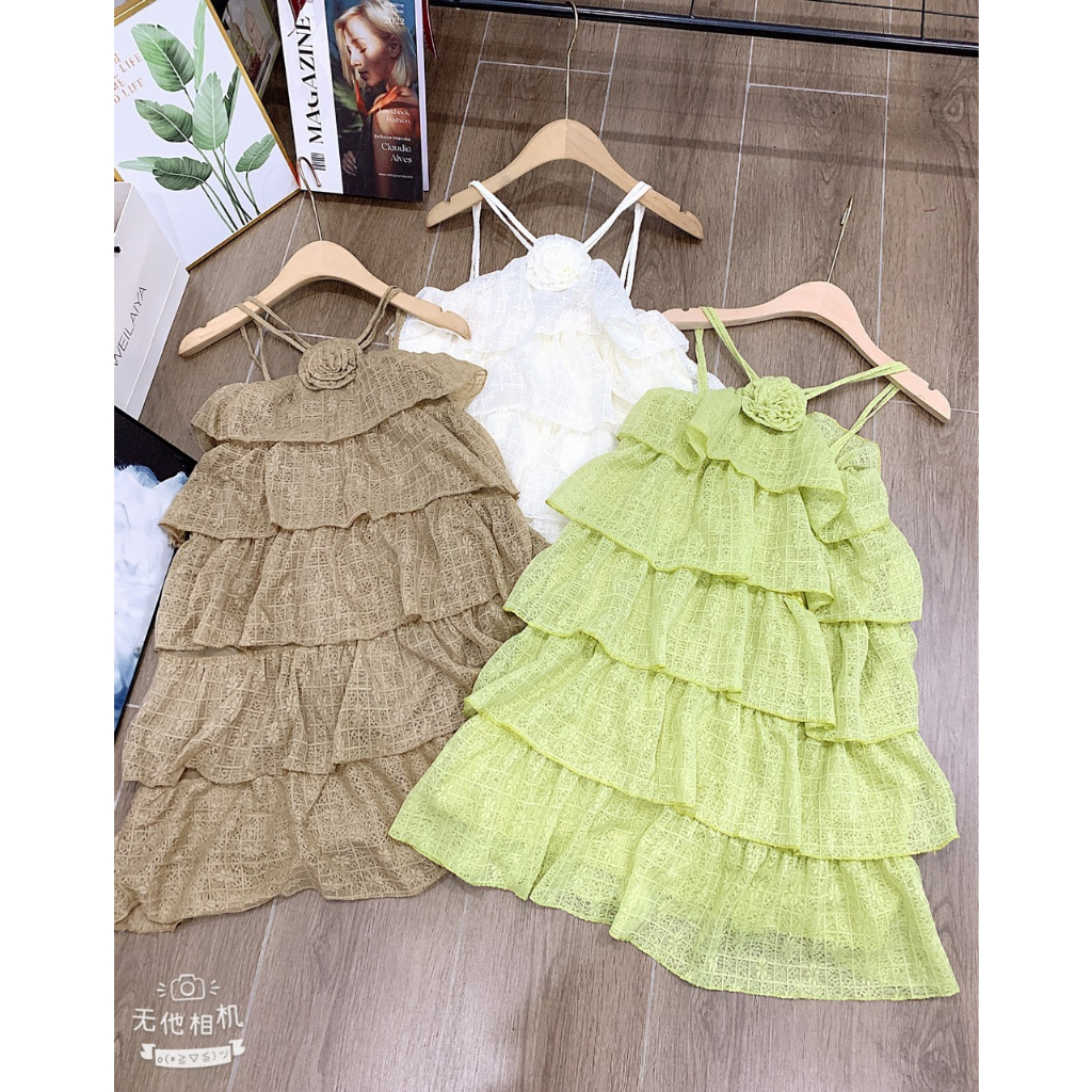 Váy Yếm Tầng Xòe Ren Siêu Hót