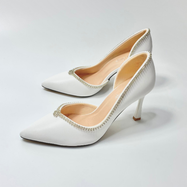 Giày đi tiệc_ Giày cưới cô dâu_Bang hở hông_ VIỀN SOÀN ĐÁ _CAO CẤP_ SIÊU PHẨM THIẾT KẾ PY SHOP