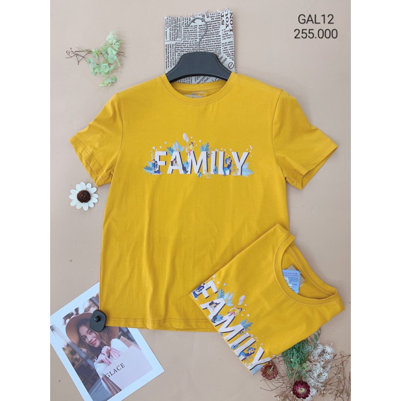 🔹Áo Đôi Nam nữ màu vàng in chữ Fmily GAL12