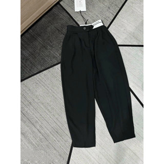 Quần baggy nữ công sở bo gấu cạp viền lưng cao, học sinh, đi học đi làm- K50