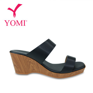Giày Xuồng Nữ YOMI Guốc Đế Xuồng Vân Gỗ Hai Quai Ngang SY0687X