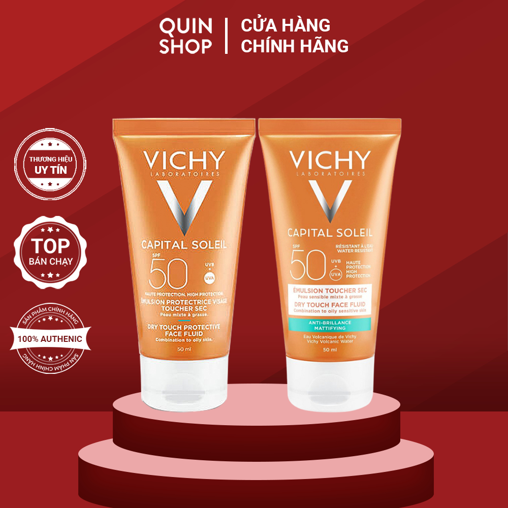 Kem Chống Nắng Kiềm Dầu Vichy Capital Soleil Dry Touch, Mattifying, Anti-Aging 3 In 1 Sun Cream