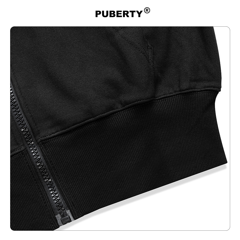Hoodie zip unisex oversize local brand PUBERTY 5-STARS HOODIE ZIP / ĐEN