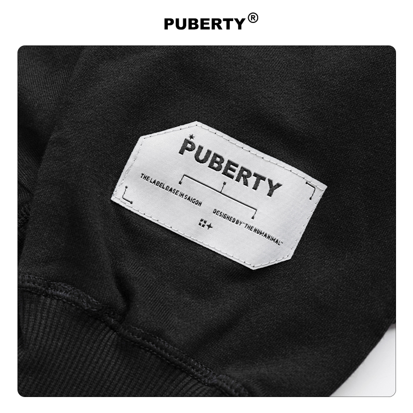 Hoodie zip unisex oversize local brand PUBERTY 5-STARS HOODIE ZIP / ĐEN