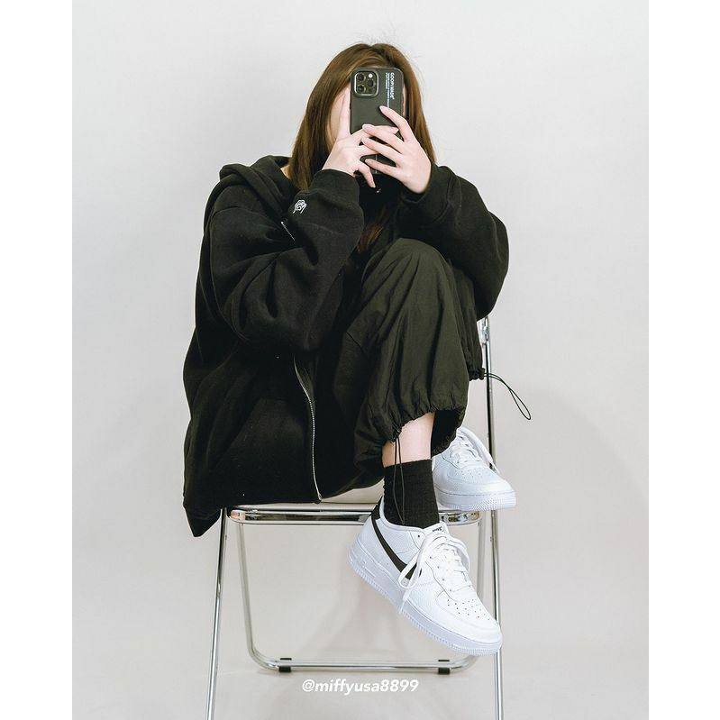 Giày Sneaker Nike Air Force 1 Low GS White Black  AF1 màu Trắng Đen Basic| PiuPiu Authentic