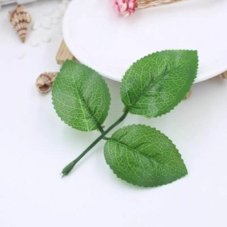 Combo 50 lá hồng gân gắn cành hoa giả