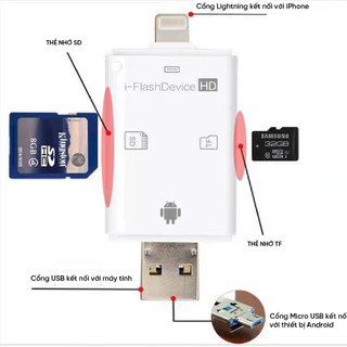 Đầu đọc thẻ nhớ OTG 3 trong 1 USB Type C/ Micro SD/ SD đa năng cho Android iPhone