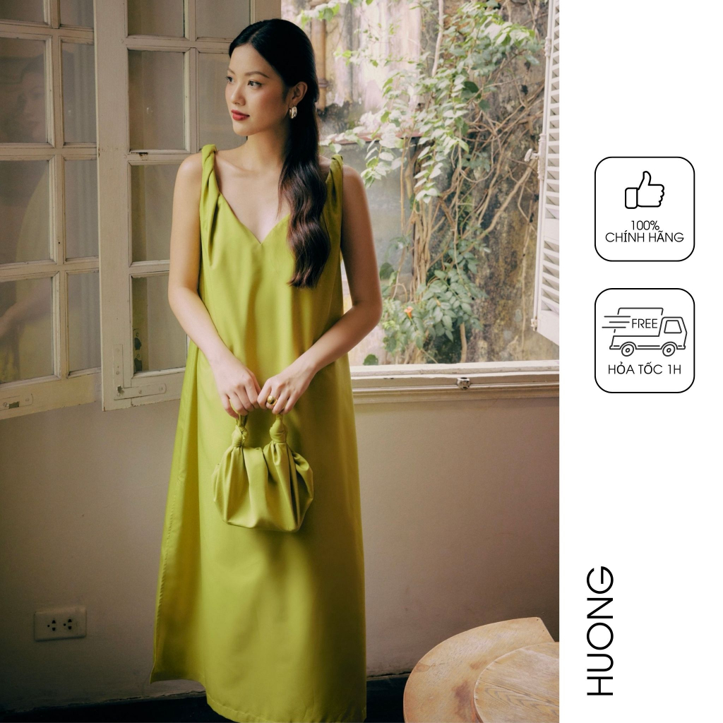 Đầm suông cao cấp Poplin Lime Dress HUONG BOUTIQUE HBV1261