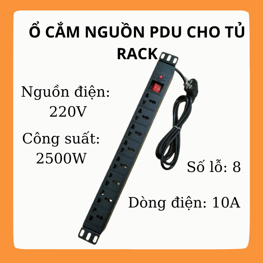 Thanh Nguồn PDU, Ổ Cắm Điện 8 Chấu Đa Năng Lắp Tủ Rack