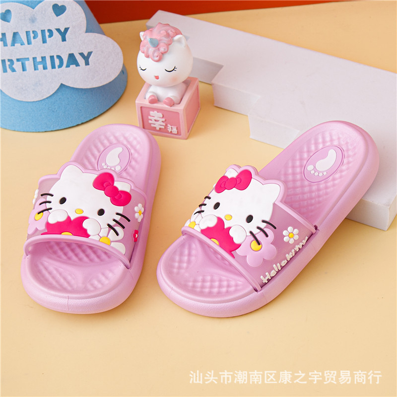 Dép lê cho bé, dép nhựa chống trượt in hình Hello Kitty thời trang mới cho bé gái HLKTY02
