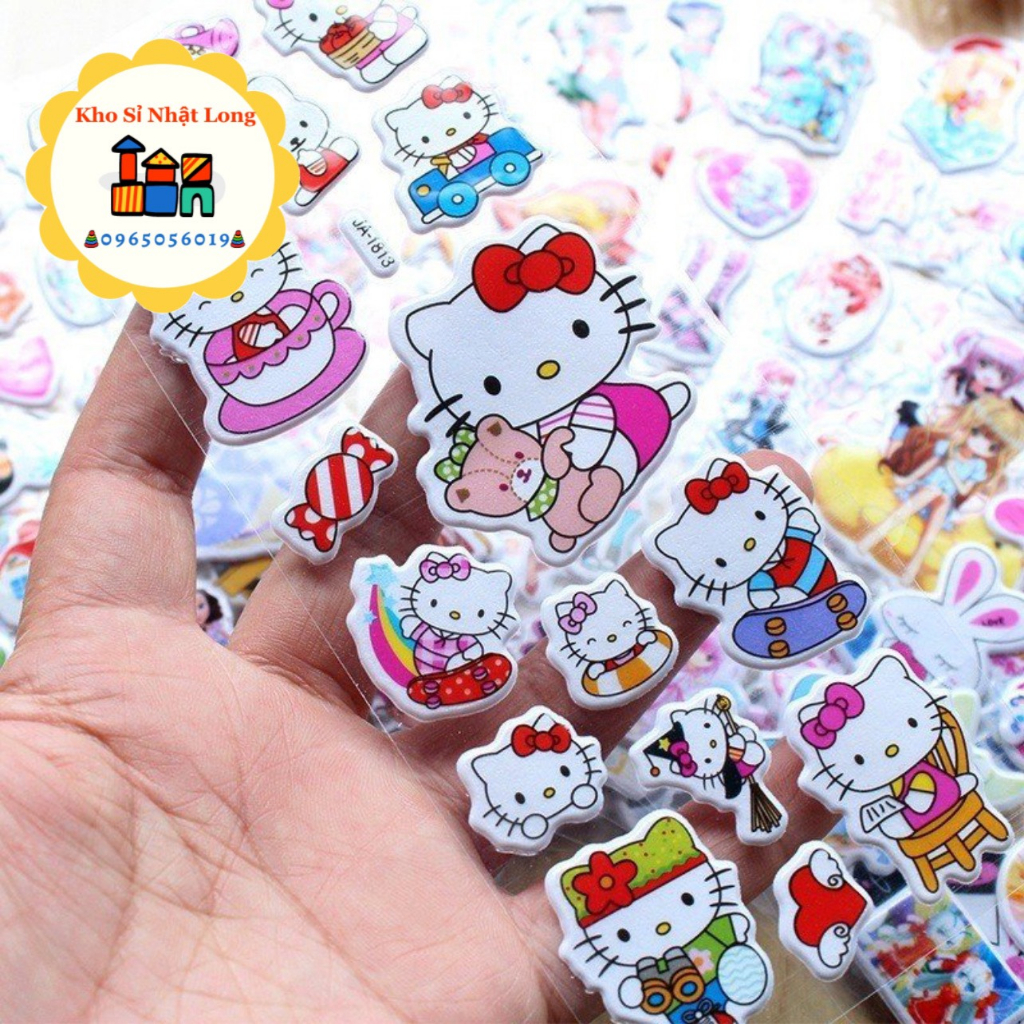 Hình dán sticker 3d nổi cute chống nước chữ động vật siêu nhân công chúa dễ thương trang trí cho bé trai gái