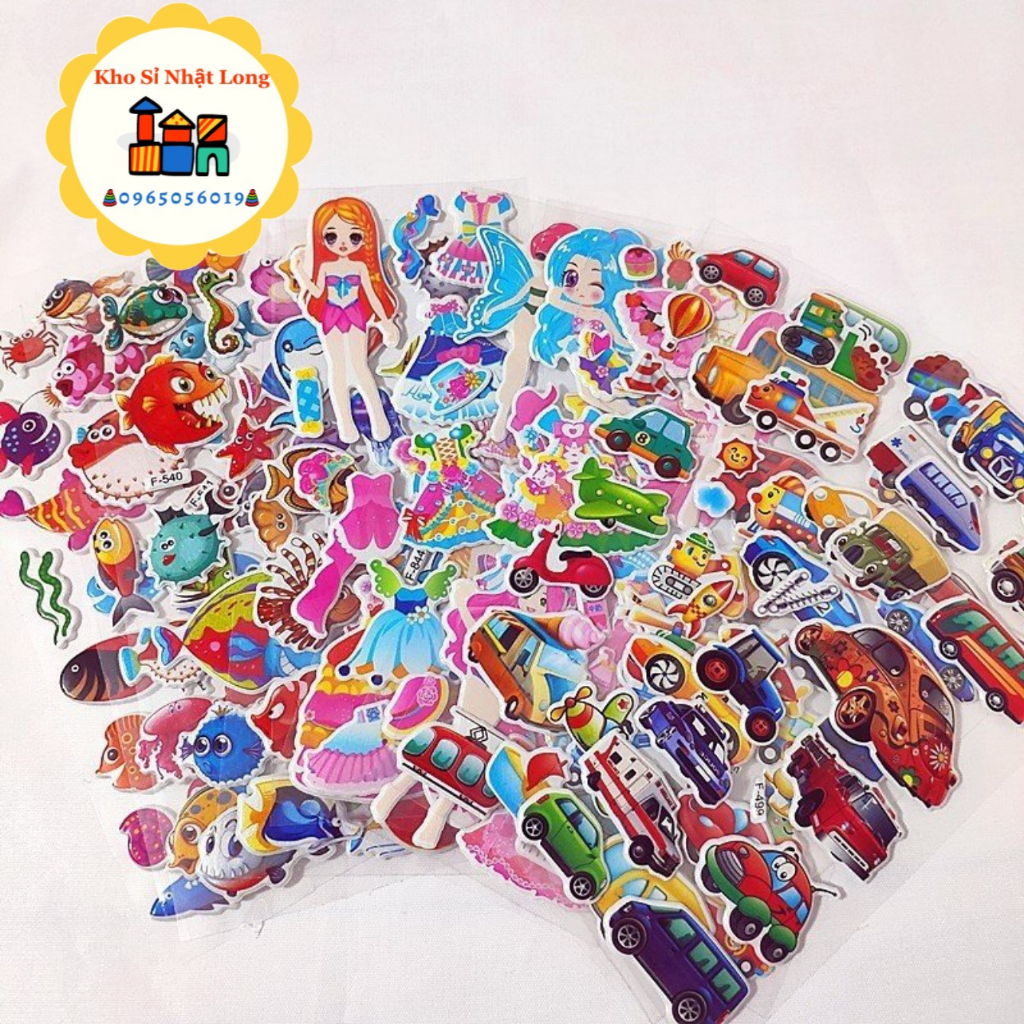 Hình dán sticker 3d nổi cute chống nước chữ động vật siêu nhân công chúa dễ thương trang trí cho bé trai gái