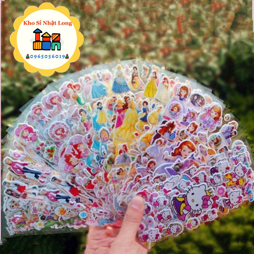 Hình dán sticker 3d nổi cute chống nước chữ động vật siêu nhân công chúa dễ thương trang trí cho bé trai gái
