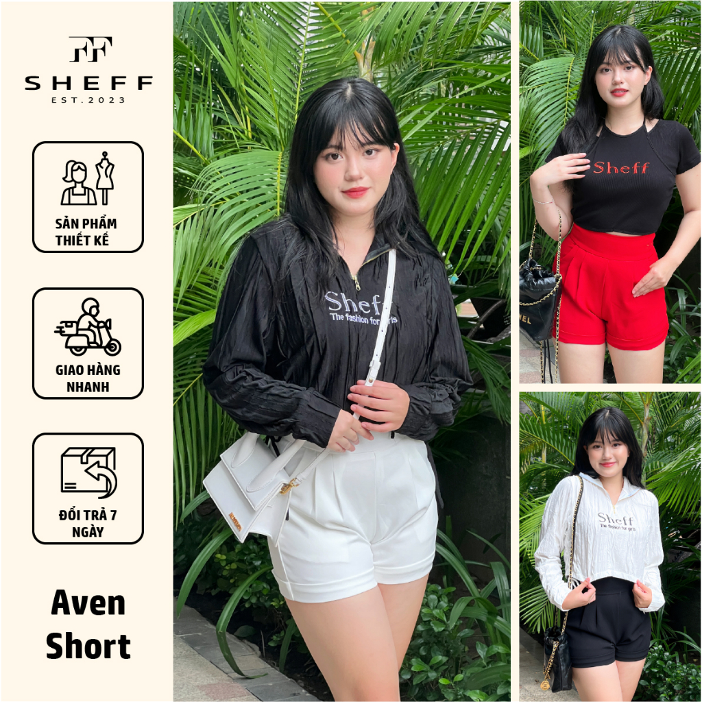 Quần short nữ Aven Sheff vải tuyết mưa, lưng cao ôm dáng mẫu QS05