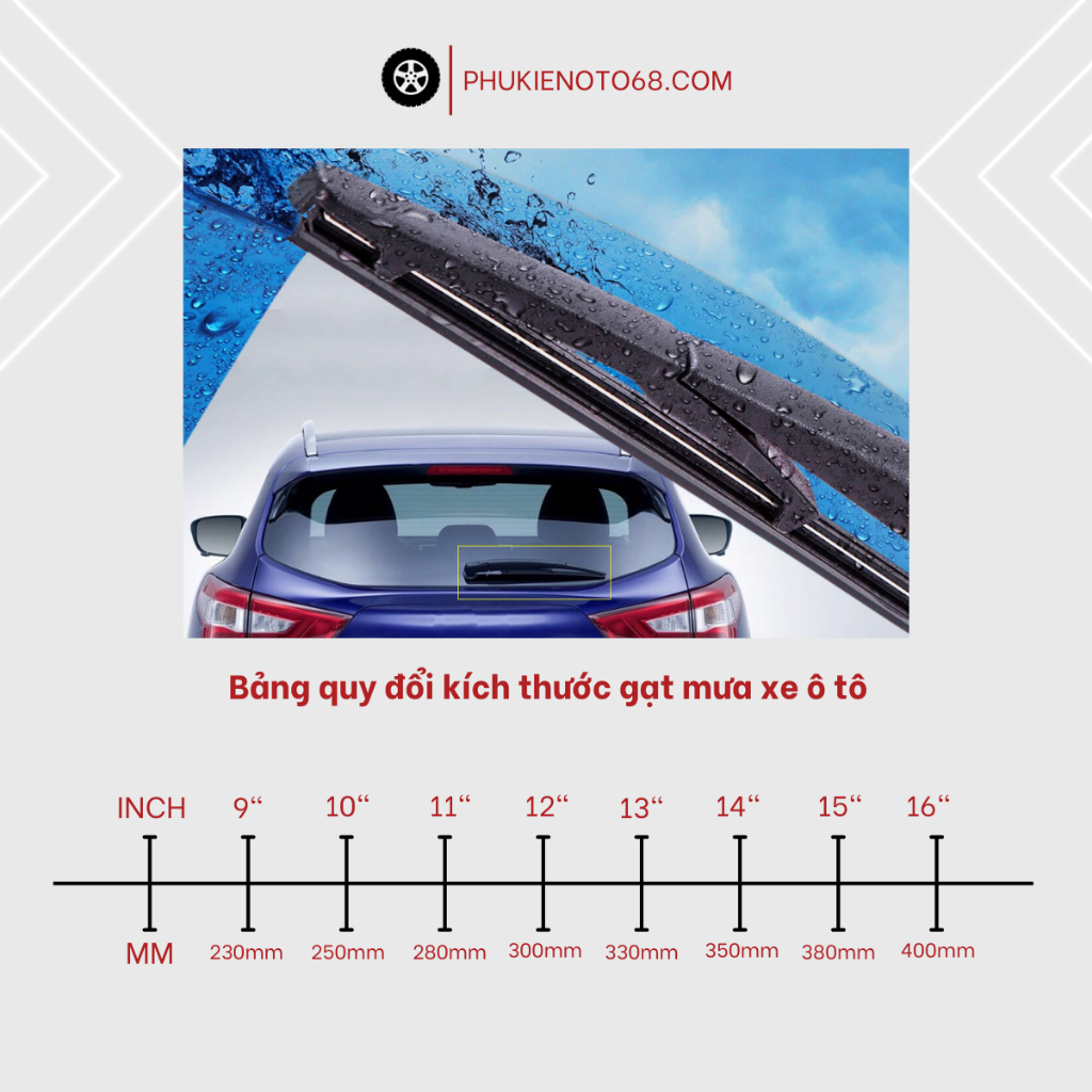 Gạt mưa sau xe oto, gạt mưa sau xe hơi dòng Mitsubish Grandis, Xpander, Mirage, Pajero, Outlander, Asx...