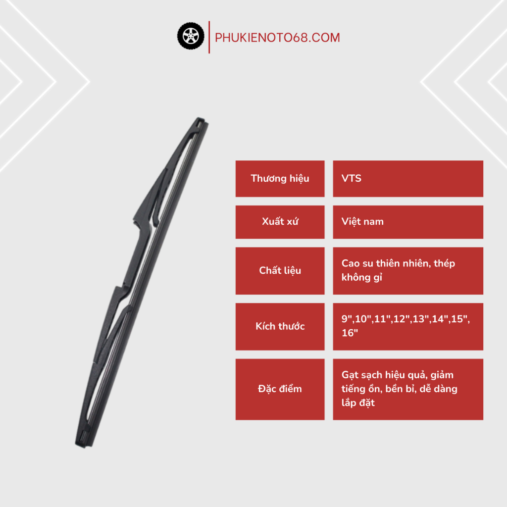 Gạt mưa sau xe oto,gạt mưa sau xe hơi dòng Hyundai Creta, Getz, i10, i20, I30, Kona, Santafe, Solaris, Starex, Tucson...