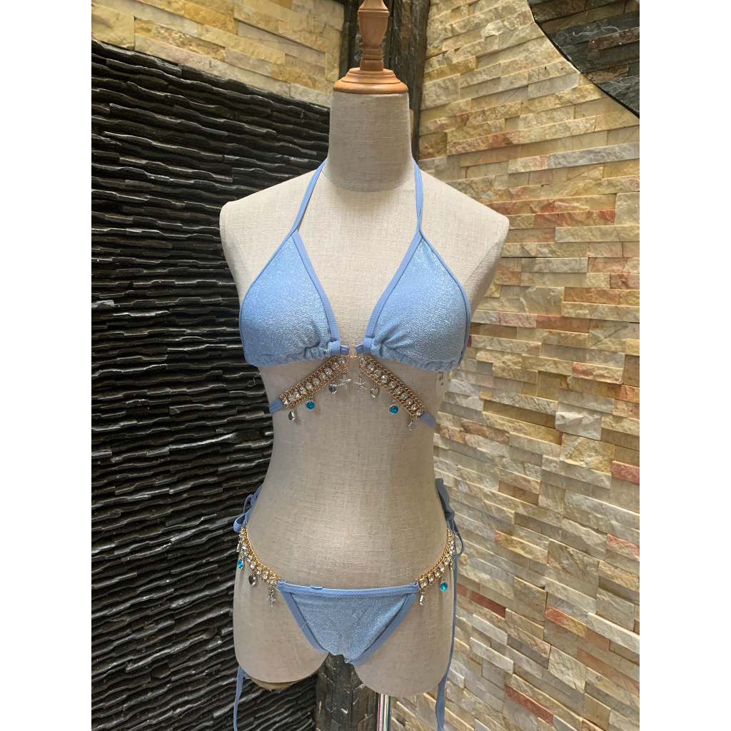 Bikini tam giác đính đá set 3 mảnh mẫu mới