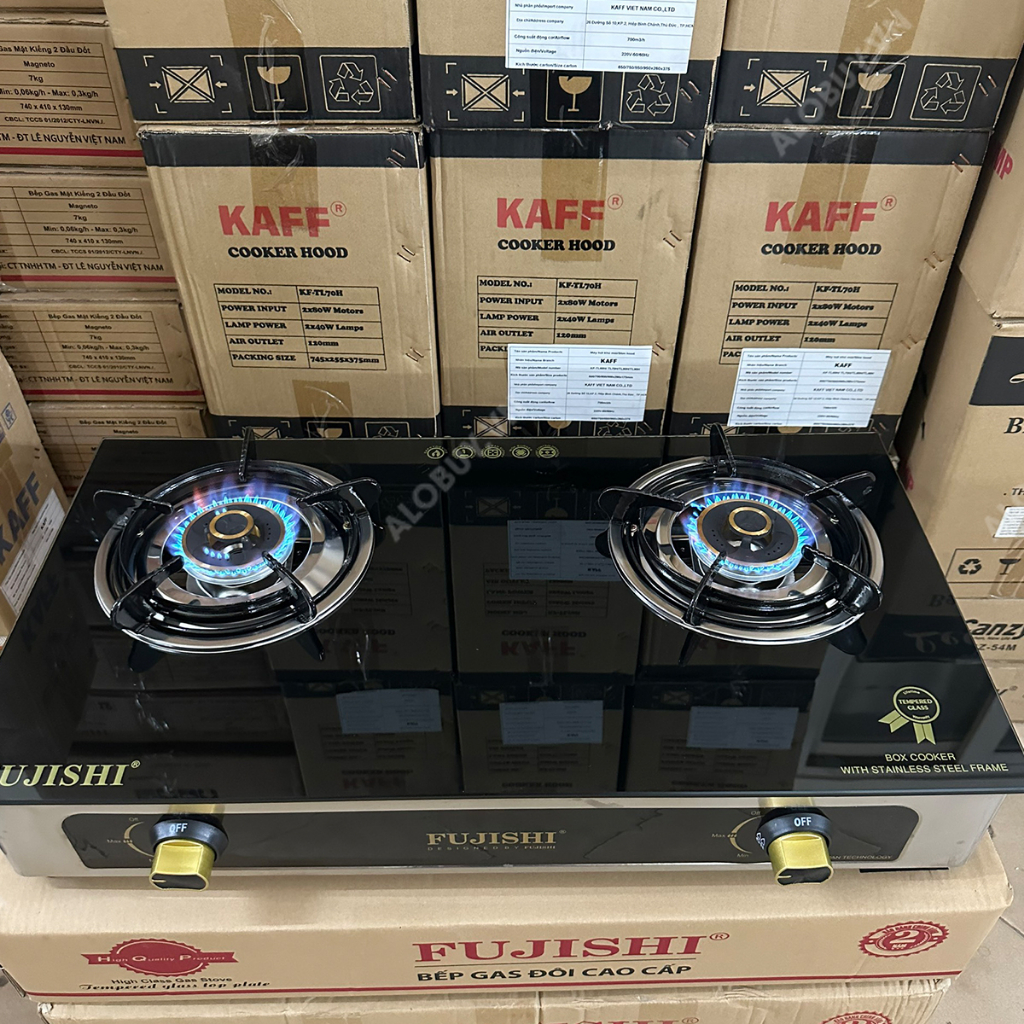 Bếp gas khung inox mặt kính FUJISHI KI-224 - MÂM CHIA LỬA ĐỒNG NGUYÊN KHỐI LỚN - Tiết kiệm gas - BH chính hãng 1 năm