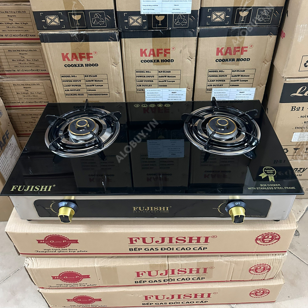 Bếp gas khung inox mặt kính FUJISHI KI-224 - MÂM CHIA LỬA ĐỒNG NGUYÊN KHỐI LỚN - Tiết kiệm gas - BH chính hãng 1 năm